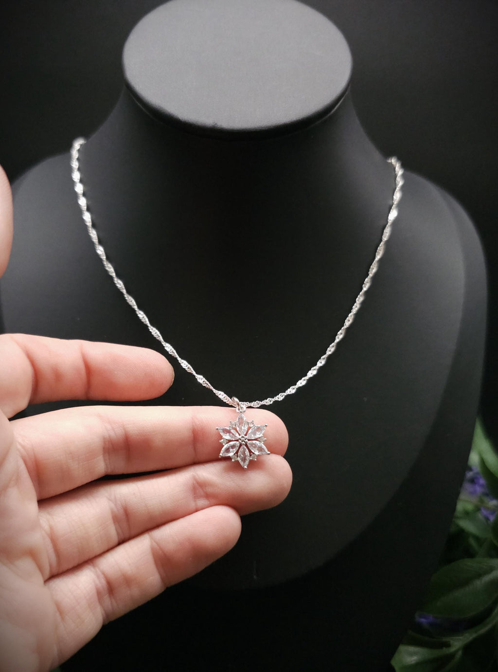 Zirconia Star Necklace ~ Stainless Steel Silver Fantasy Chain ~ Bridal Elven Jewelry