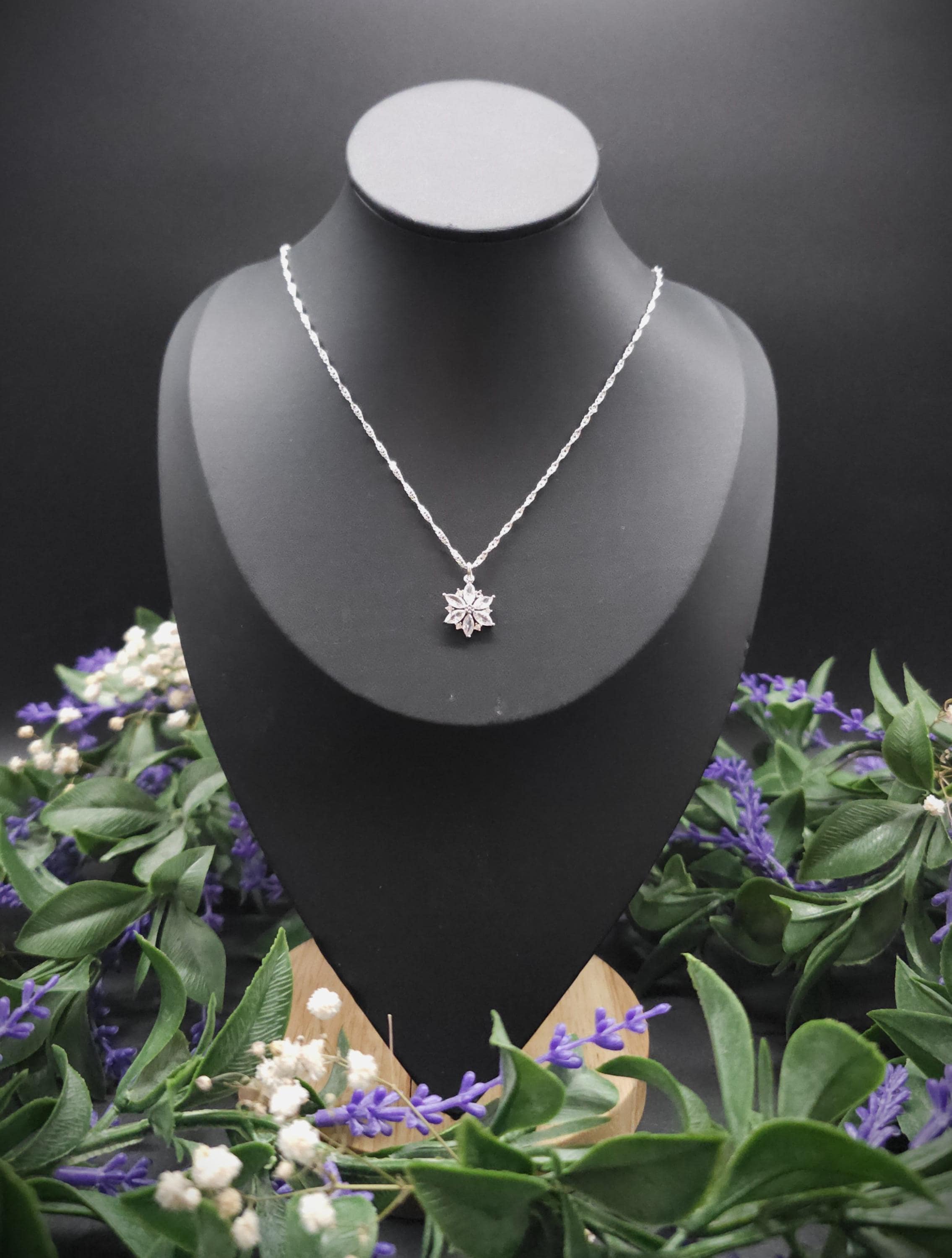 Zirconia Star Necklace ~ Stainless Steel Silver Fantasy Chain ~ Bridal Elven Jewelry