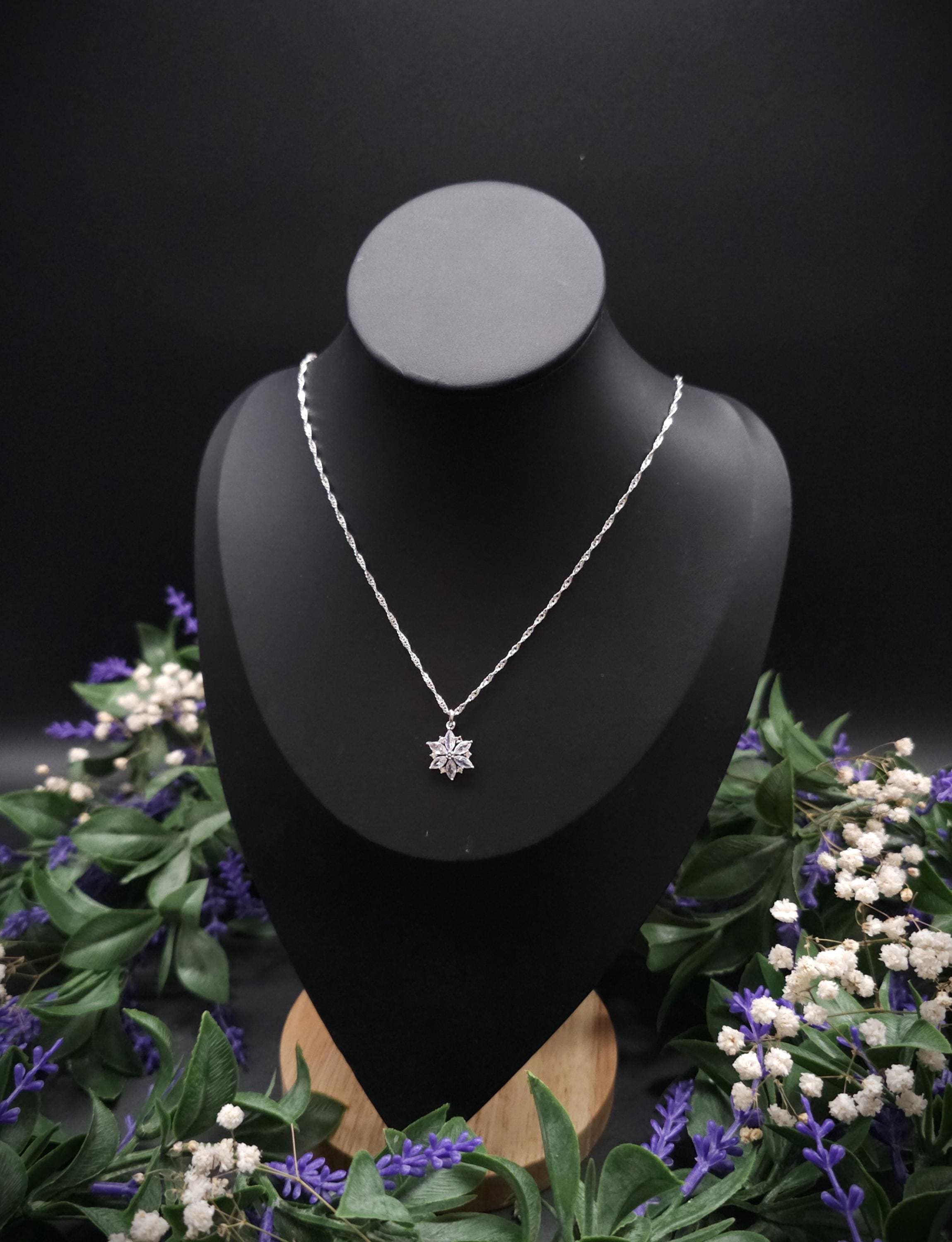 Zirconia Star Necklace ~ Stainless Steel Silver Fantasy Chain ~ Bridal Elven Jewelry