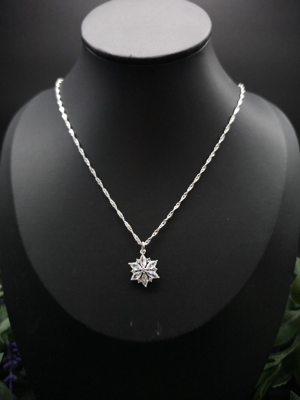 Zirconia Star Necklace ~ Stainless Steel Silver Fantasy Chain ~ Bridal Elven Jewelry