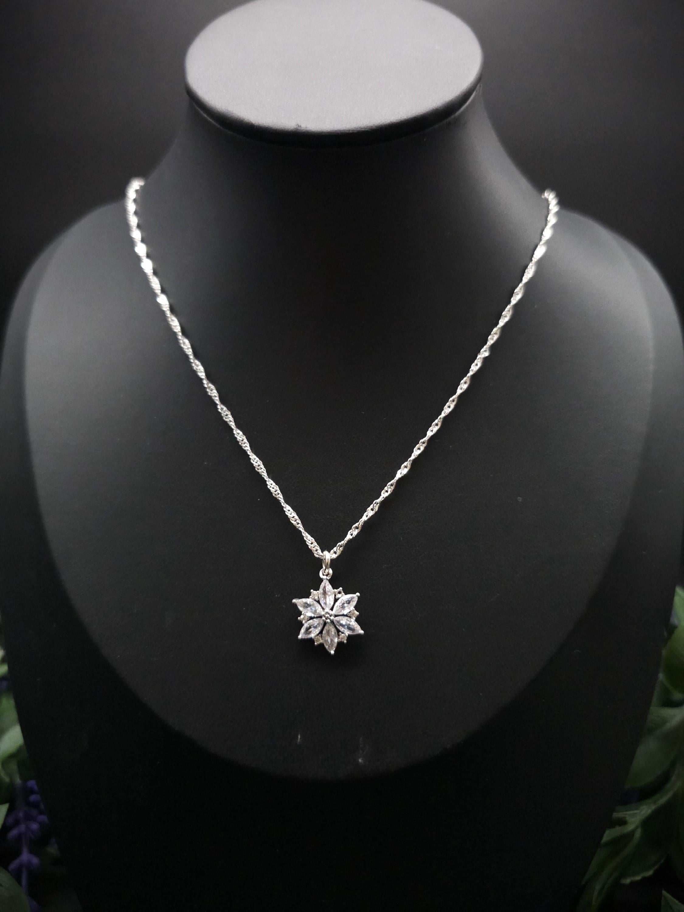 Zirconia Star Necklace ~ Stainless Steel Silver Fantasy Chain ~ Bridal Elven Jewelry