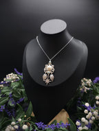 Fantasy Halskette mit Perlen Cabochon & Türkis ~ Edelstahl Kette ~ Elbenschmuck