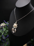Fantasy Halskette mit Perlen Cabochon & Türkis ~ Edelstahl Kette ~ Elbenschmuck