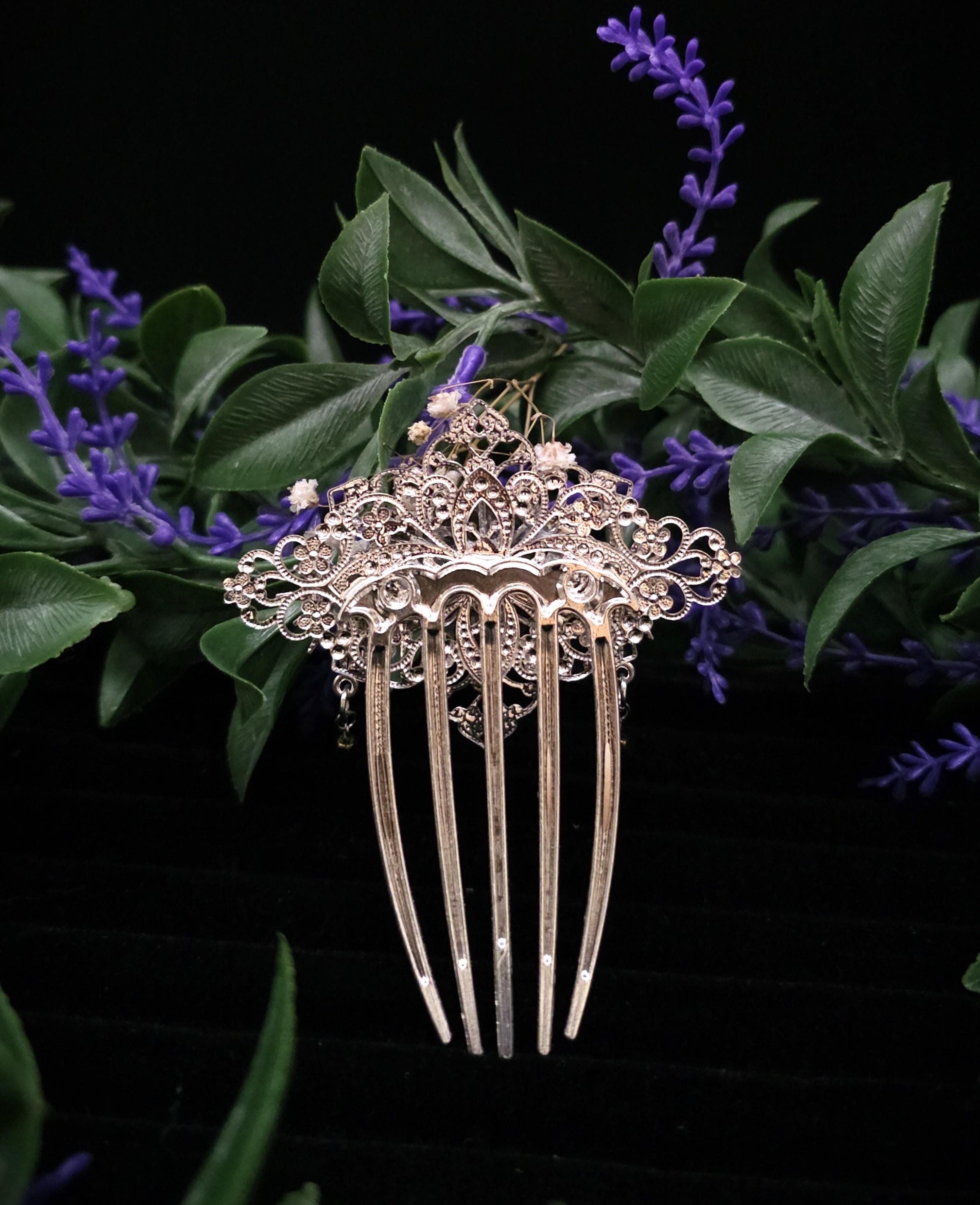 Labradorit Haarkamm ~ filigraner Haarschmuck mit Sternen ~ Art Nouveau Accessoire ~ Hochzeit, Fantasy & LARP