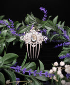 Labradorit Haarkamm ~ filigraner Haarschmuck mit Sternen ~ Art Nouveau Accessoire ~ Hochzeit, Fantasy & LARP