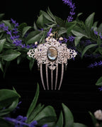 Labradorit Haarkamm ~ filigraner Haarschmuck mit Sternen ~ Art Nouveau Accessoire ~ Hochzeit, Fantasy & LARP