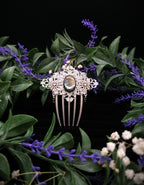 Labradorit Haarkamm ~ filigraner Haarschmuck mit Sternen ~ Art Nouveau Accessoire ~ Hochzeit, Fantasy & LARP