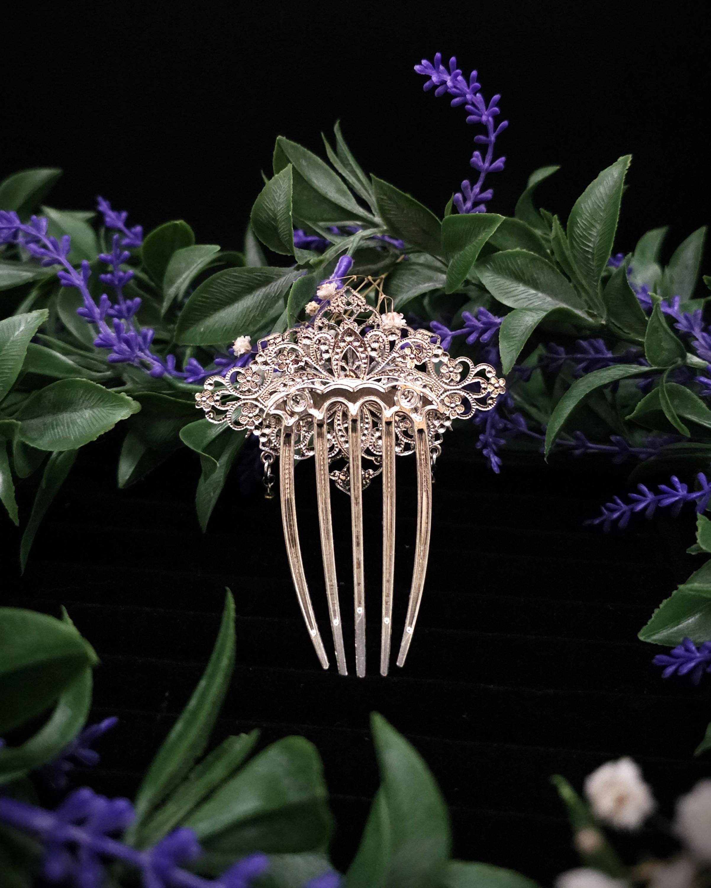 Labradorit Haarkamm ~ filigraner Haarschmuck mit Sternen ~ Art Nouveau Accessoire ~ Hochzeit, Fantasy & LARP