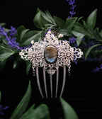 Labradorit Haarkamm ~ filigraner Haarschmuck mit Sternen ~ Art Nouveau Accessoire ~ Hochzeit, Fantasy & LARP