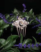 Labradorit Haarkamm ~ filigraner Haarschmuck mit Sternen ~ Art Nouveau Accessoire ~ Hochzeit, Fantasy & LARP