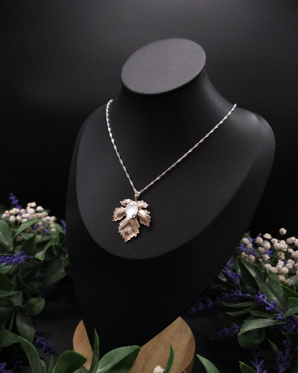 Opalith Blattkette ~ Art Nouveau Halskette ~ Efeu Anhänger ~ Fantasy Schmuck ~ Woodland Hochzeit ~ 925 Silber Kette