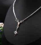 Sternen Halskette~ North Star Pendant ~ Edelstahl und Zirkonia ~ Celestial Jewelry ~ Adjustable Necklace