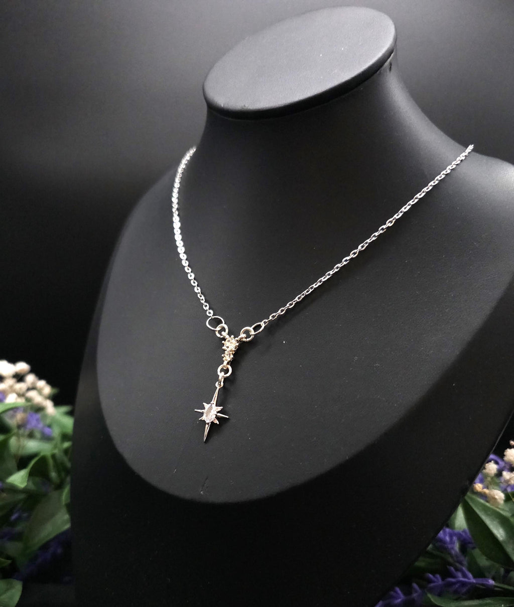 Sternen Halskette~ North Star Pendant ~ Edelstahl und Zirkonia ~ Celestial Jewelry ~ Adjustable Necklace