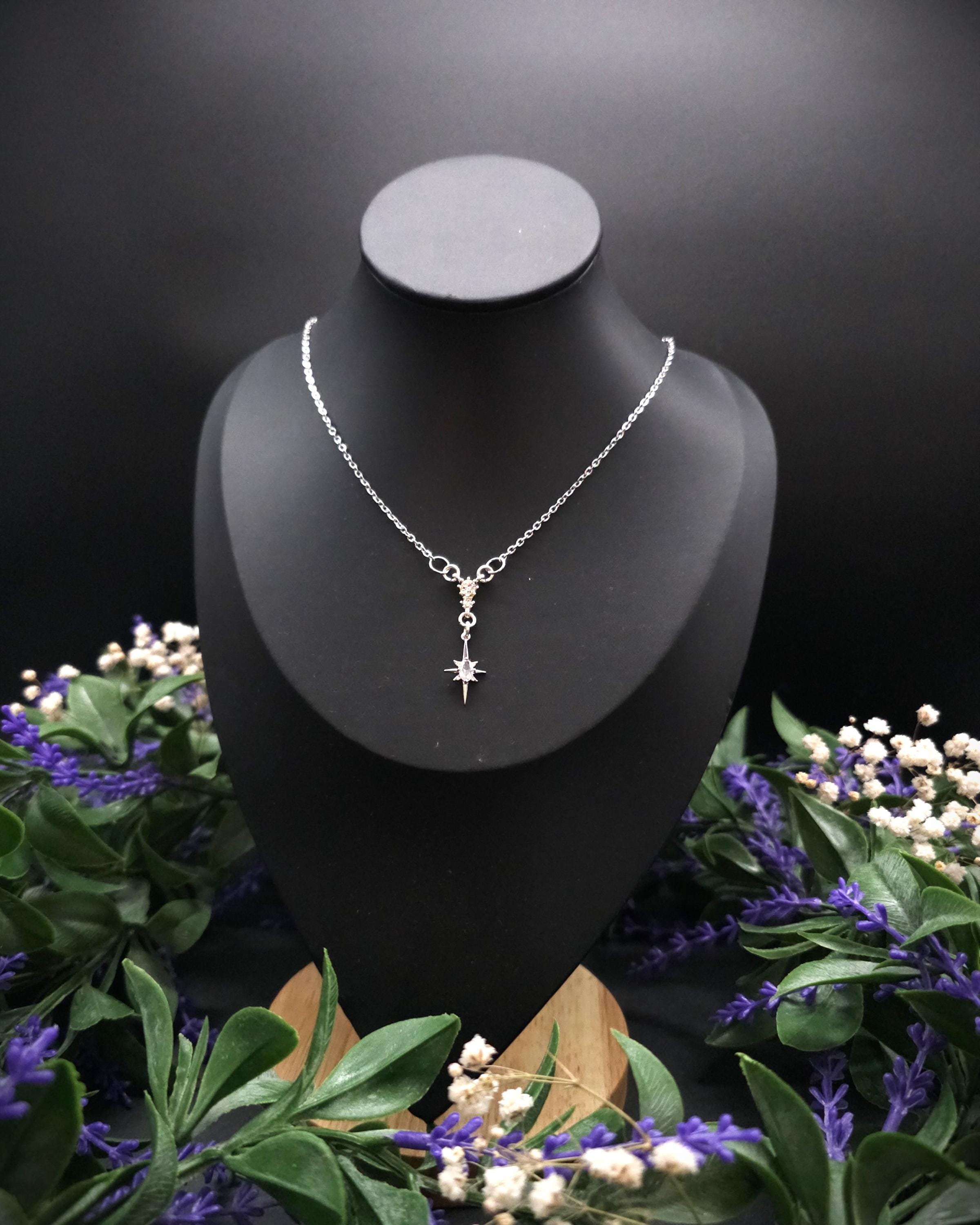 Sternen Halskette~ North Star Pendant ~ Edelstahl und Zirkonia ~ Celestial Jewelry ~ Adjustable Necklace