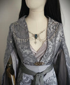 Labradorit Brosche ~ Ausschnittschmuck Silber ~ Elfischer Fantasy Schmuck ~ Schulterkette