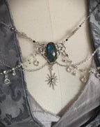 Labradorit Brosche ~ Ausschnittschmuck Silber ~ Elfischer Fantasy Schmuck ~ Schulterkette