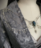 Labradorit Brosche ~ Ausschnittschmuck Silber ~ Elfischer Fantasy Schmuck ~ Schulterkette