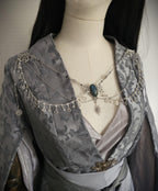 Labradorit Brosche ~ Ausschnittschmuck Silber ~ Elfischer Fantasy Schmuck ~ Schulterkette
