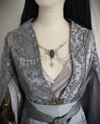 Labradorit Brosche ~ Ausschnittschmuck Silber ~ Elfischer Fantasy Schmuck ~ Schulterkette