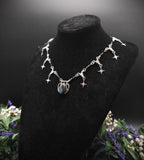 Labradorit Halskette mit Sternen ~ Art Nouveau Kette ~ Celestial Jewelry ~ Elbischer Fantasy Schmuck ~ Edelstahl
