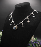 Labradorit Halskette mit Sternen ~ Art Nouveau Kette ~ Celestial Jewelry ~ Elbischer Fantasy Schmuck ~ Edelstahl