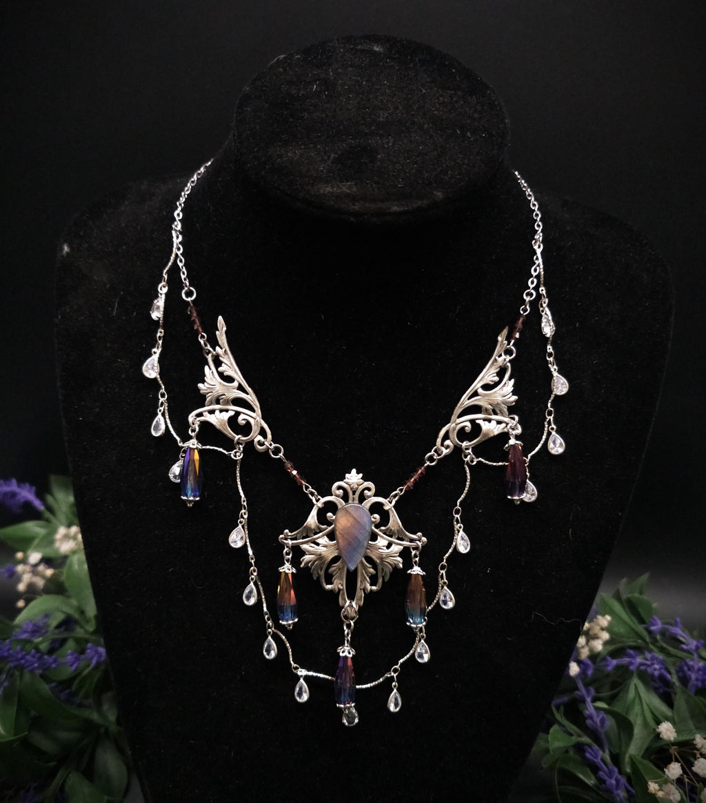 Regenbogen Labradorit Halskette ~ Art Nouveau Fantasy Collier ~ Fantasy Accessoire