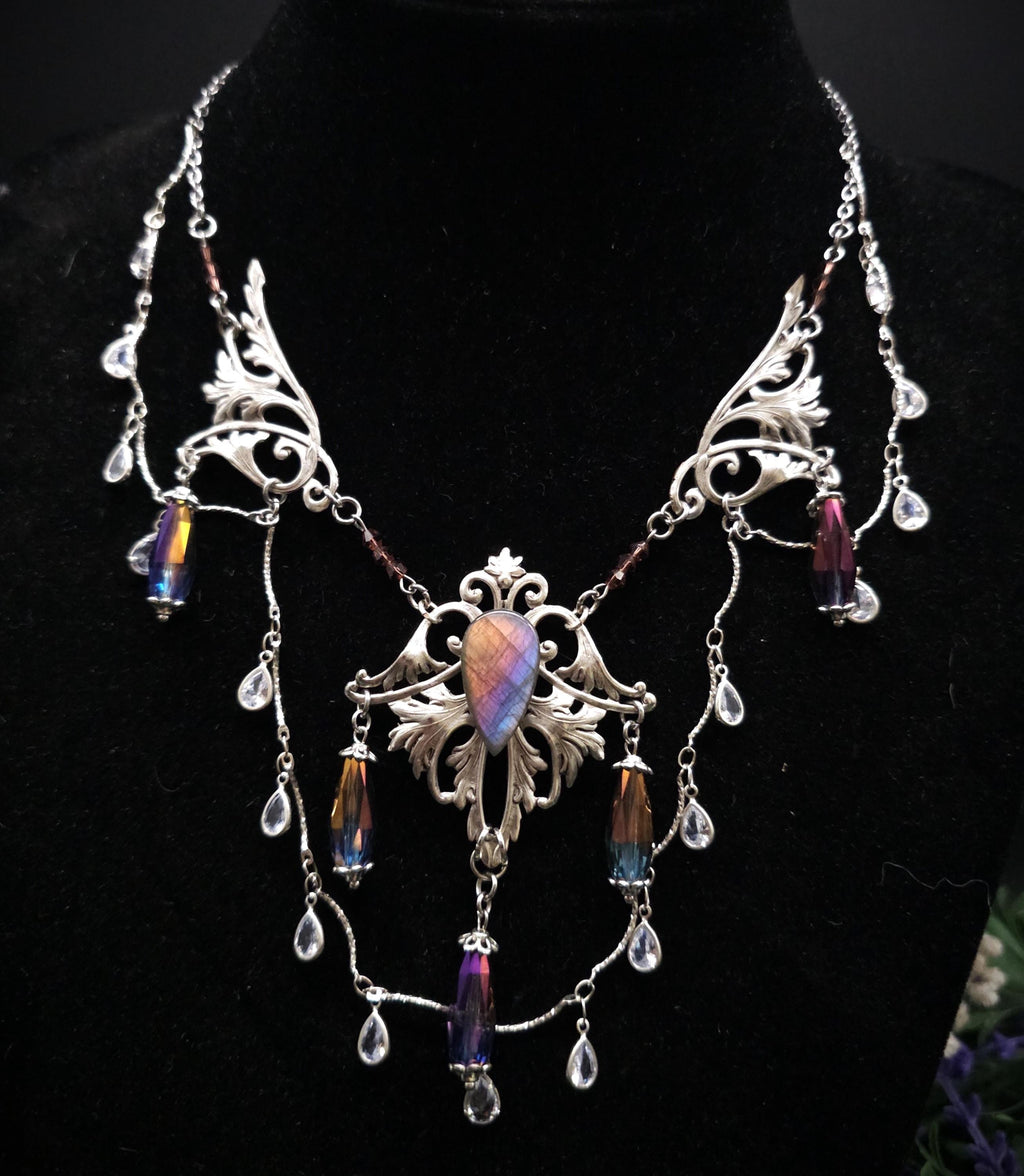 Regenbogen Labradorit Halskette ~ Art Nouveau Fantasy Collier ~ Fantasy Accessoire