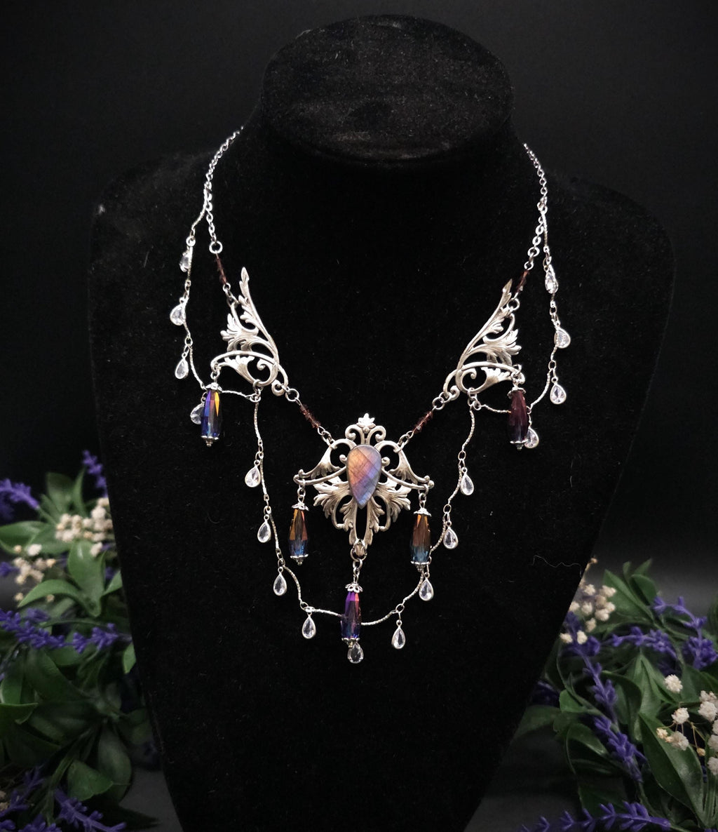 Regenbogen Labradorit Halskette ~ Art Nouveau Fantasy Collier ~ Fantasy Accessoire
