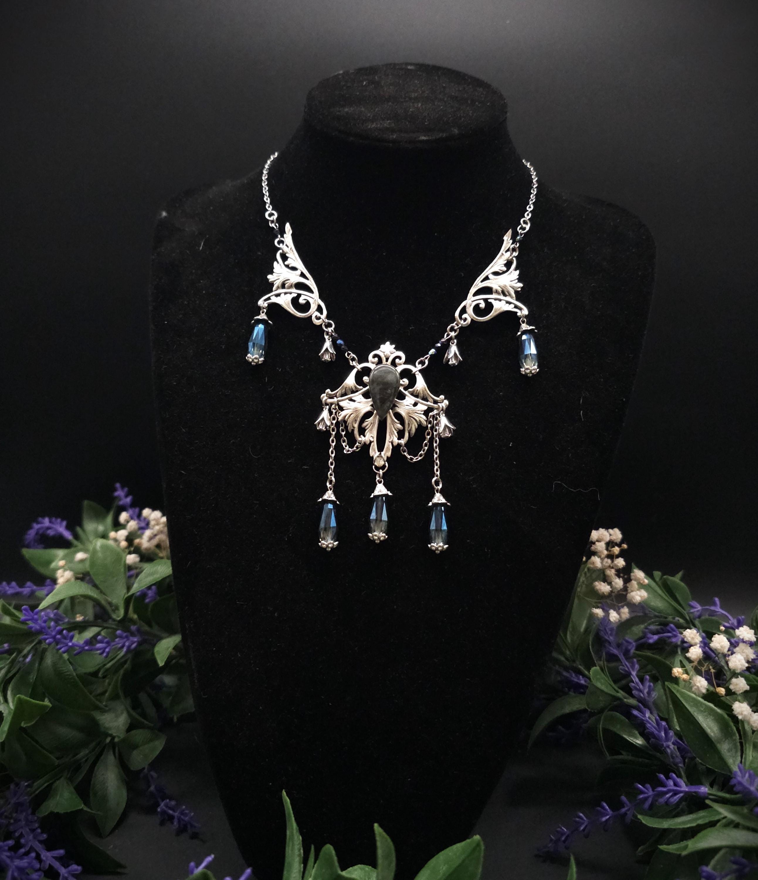 Dunkelblauer Labradorit Halskette ~ Art Nouveau Fantasy Schmuck ~ Hochzeitsschmuck
