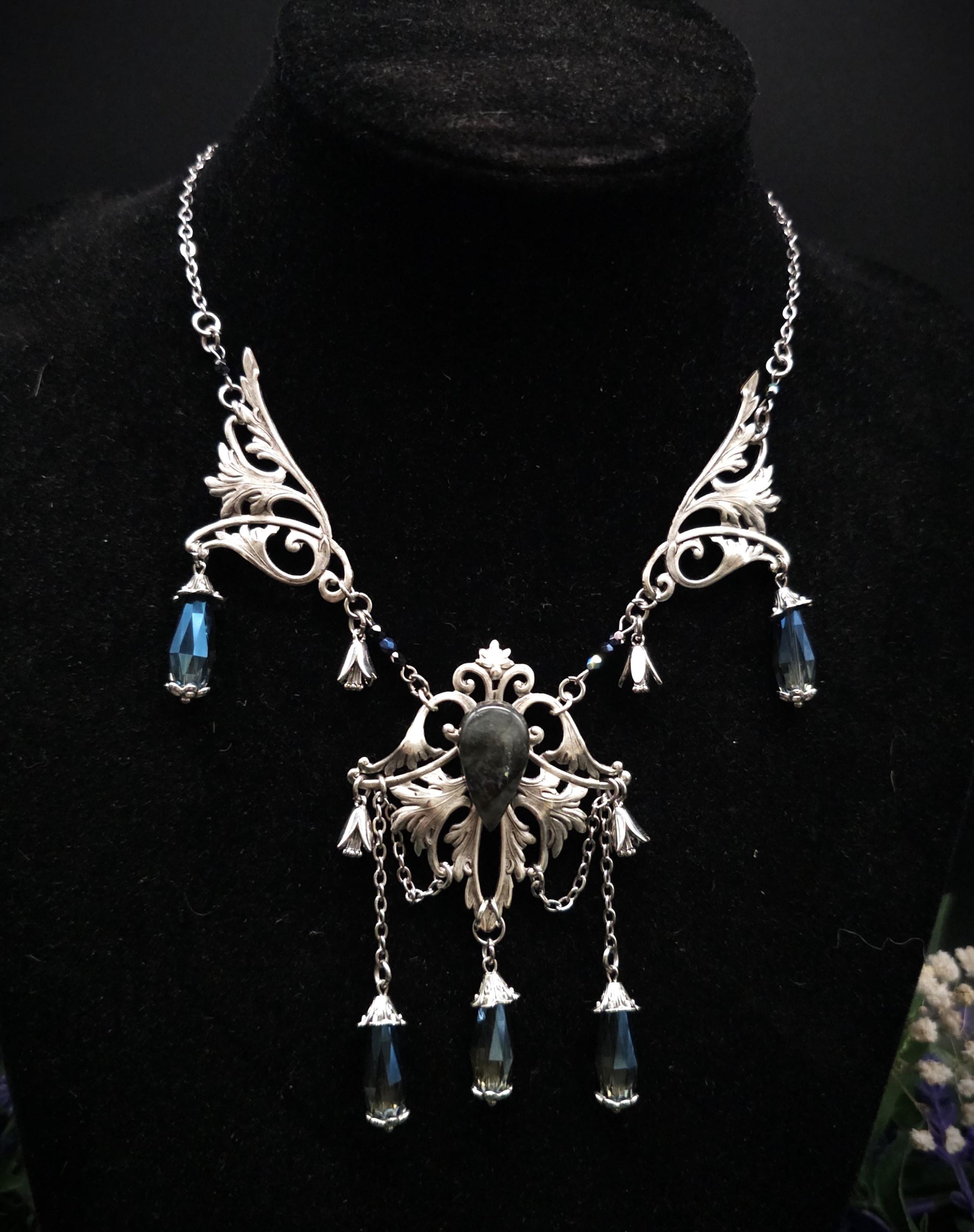 Dunkelblauer Labradorit Halskette ~ Art Nouveau Fantasy Schmuck ~ Hochzeitsschmuck