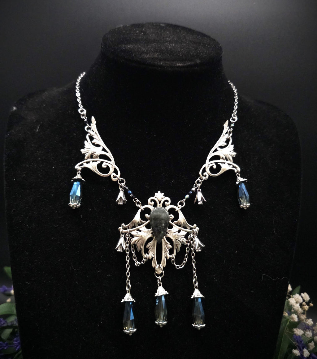 Dunkelblauer Labradorit Halskette ~ Art Nouveau Fantasy Schmuck ~ Hochzeitsschmuck