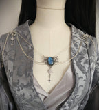Labradorit Broschenkette ~ Fantasy Ausschnittschmuck mit Sternen ~ Cape Chain ~ Celestial Jewelry