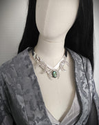 Mond Halsreif mit grünem Labradorit ~ Celestial Gothic Fantasy Schmuck