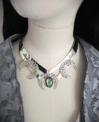 Mond Halsreif mit grünem Labradorit ~ Celestial Gothic Fantasy Schmuck