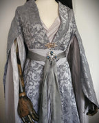 Labradorit Brosche Silber ~ Fantasy Gürtelbrosche mit Glasperlen ~ Art Nouveau Schmuck ~ Elbischer Schmuck ~