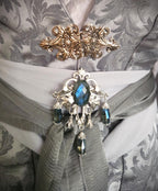 Labradorit Brosche Silber ~ Fantasy Gürtelbrosche mit Glasperlen ~ Art Nouveau Schmuck ~ Elbischer Schmuck ~