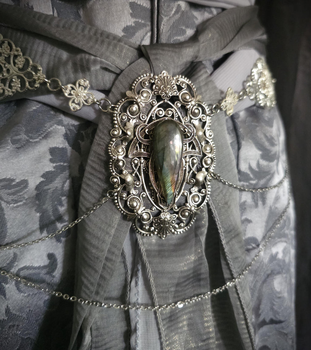 Fantasy Schmuckgürtel mit Labradorit ~ Elbischer Kettengürtel ~ Art Nouveau Hüftschmuck ~ größenverstellbar