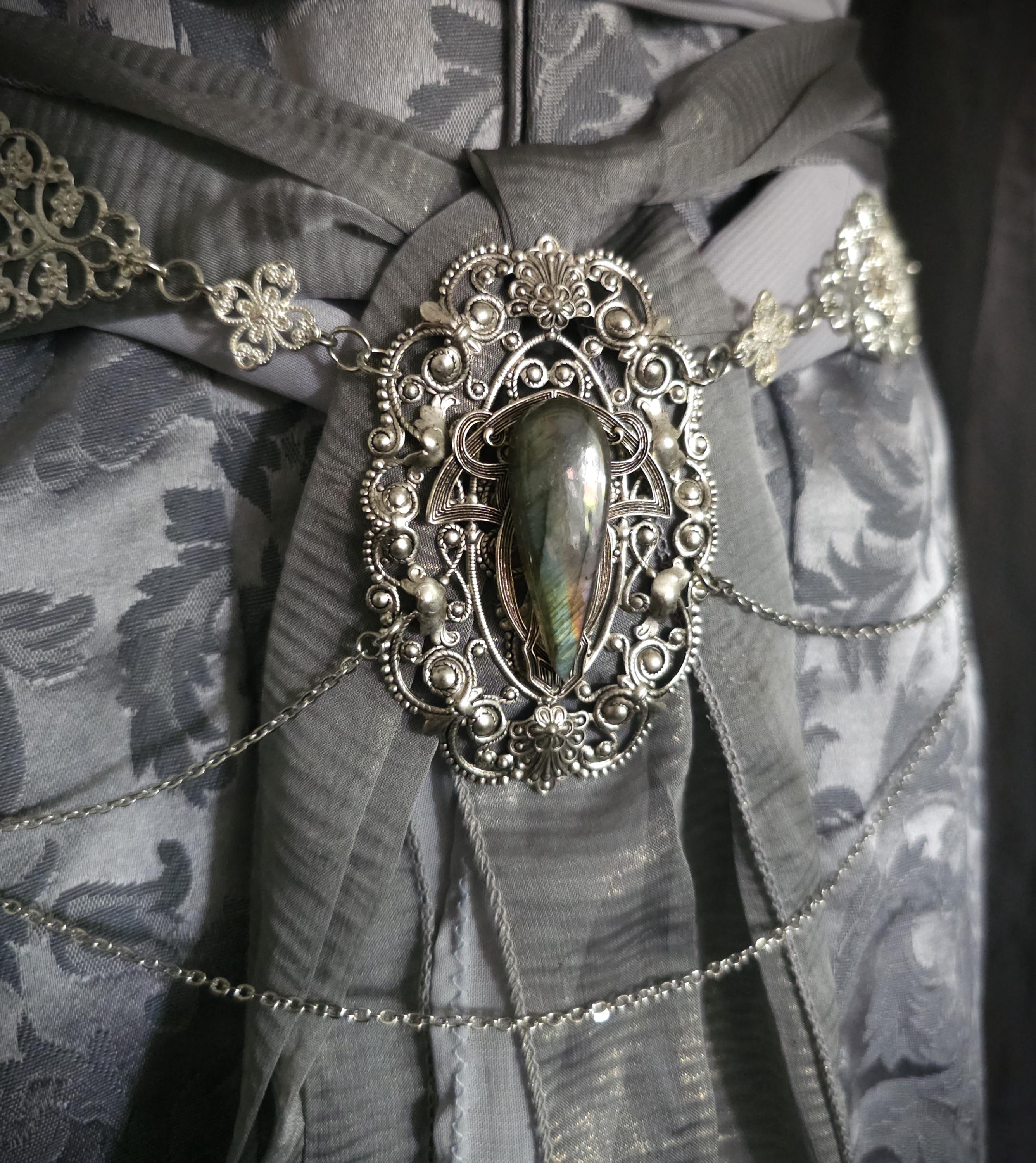 Fantasy Schmuckgürtel mit Labradorit ~ Elbischer Kettengürtel ~ Art Nouveau Hüftschmuck ~ größenverstellbar