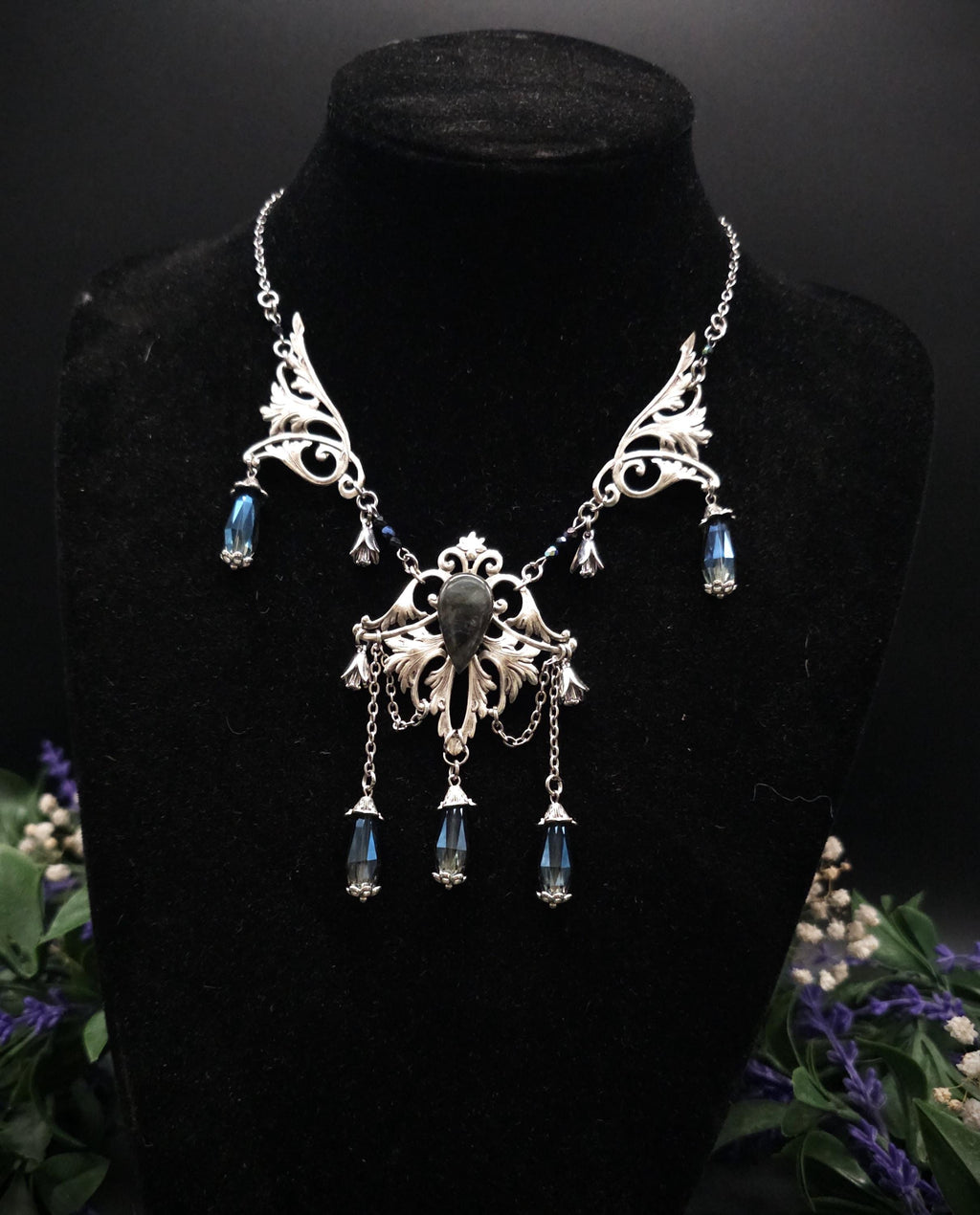 Dunkelblauer Labradorit Halskette ~ Art Nouveau Fantasy Schmuck ~ Hochzeitsschmuck