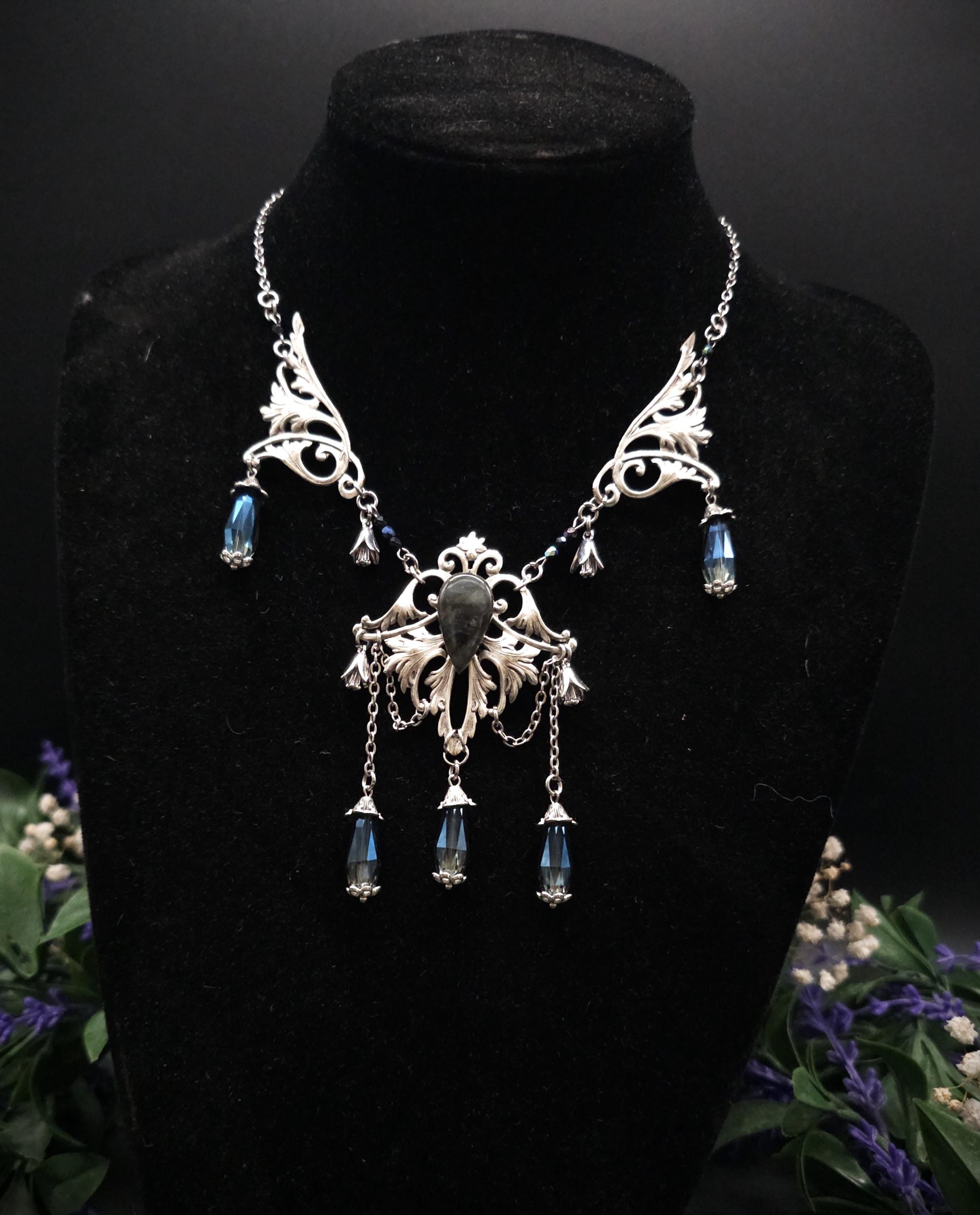 Dunkelblauer Labradorit Halskette ~ Art Nouveau Fantasy Schmuck ~ Hochzeitsschmuck