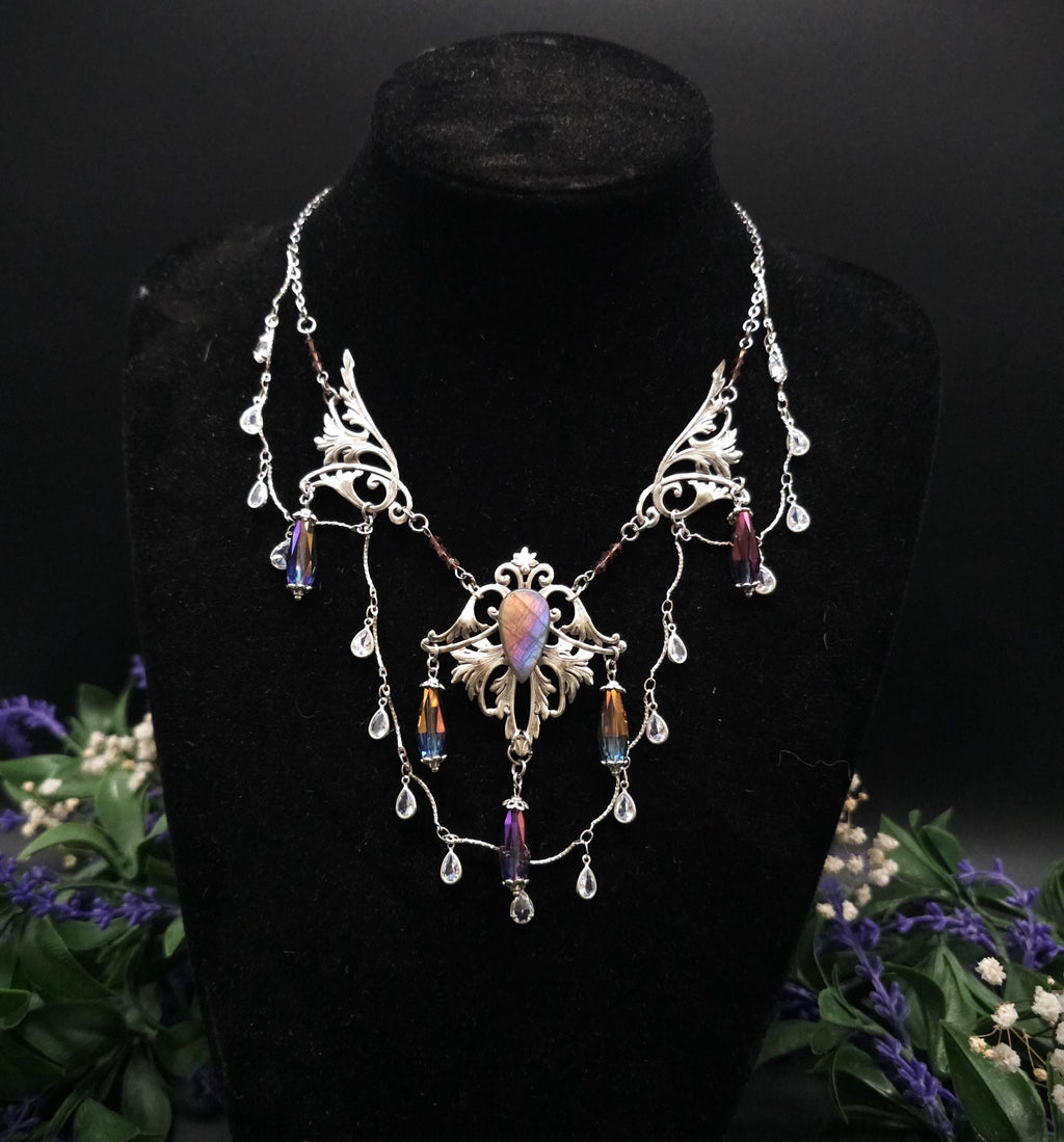 Regenbogen Labradorit Halskette ~ Art Nouveau Fantasy Collier ~ Fantasy Accessoire