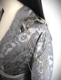 Broschen Paar mit Blaufluss Cabochon ~ Kostüm Accessoire ~Pin Brosche Schalnadel ~ Hochzeits-Schmuck