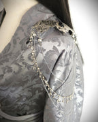 Broschen Paar mit Blaufluss Cabochon ~ Kostüm Accessoire ~Pin Brosche Schalnadel ~ Hochzeits-Schmuck