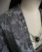 Labradorit Broschenkette ~ Fantasy Ausschnittschmuck Art Nouveau Elementen ~ Cape Chain ~ Celestial Jewelry