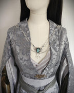 Labradorit Broschenkette ~ Fantasy Ausschnittschmuck Art Nouveau Elementen ~ Cape Chain ~ Celestial Jewelry