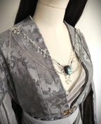 Labradorit Broschenkette ~ Fantasy Ausschnittschmuck Art Nouveau Elementen ~ Cape Chain ~ Celestial Jewelry