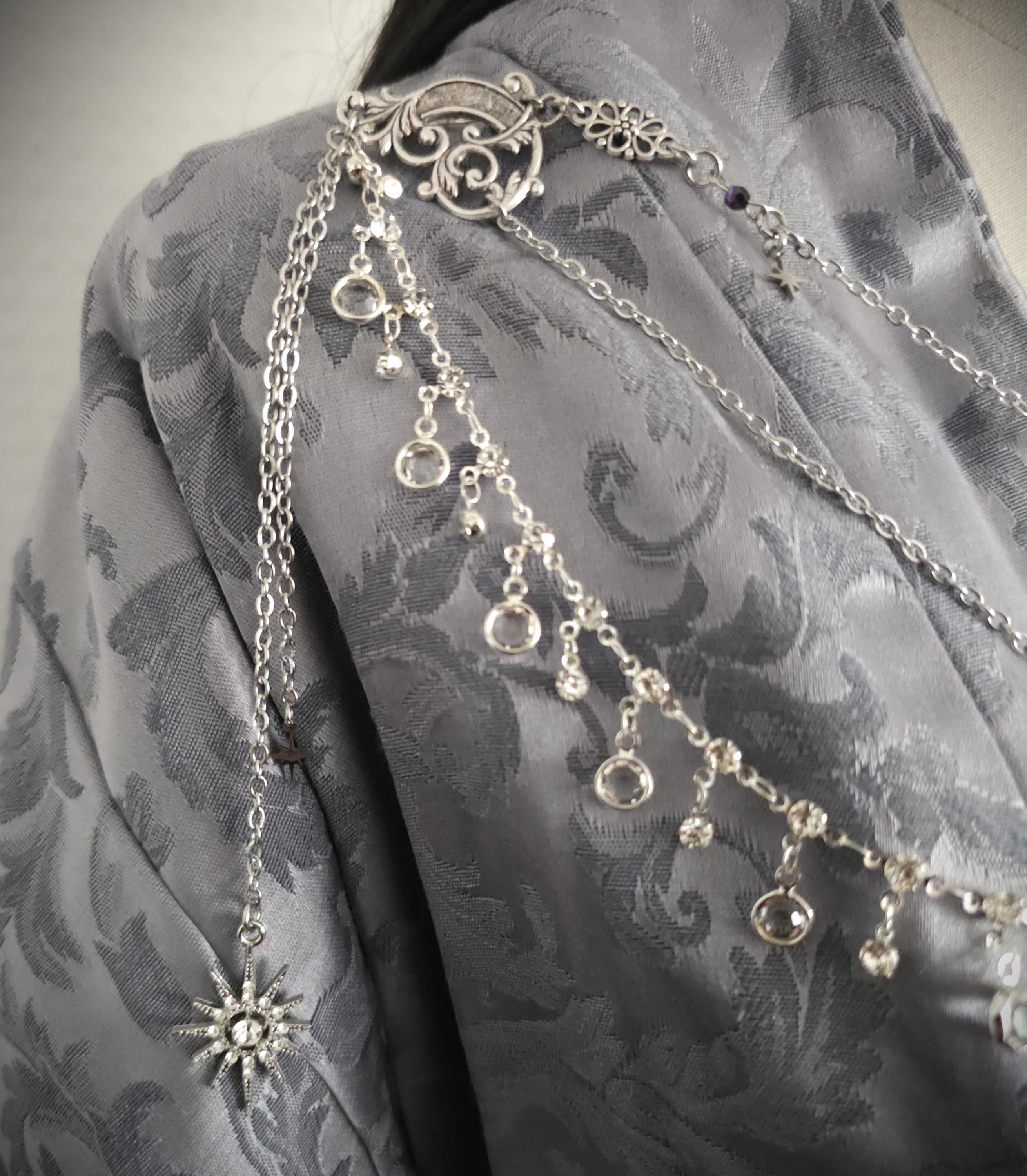 Labradorit Brosche ~ Ausschnittschmuck Silber ~ Elfischer Fantasy Schmuck ~ Schulterkette