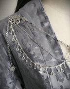 Labradorit Brosche ~ Ausschnittschmuck Silber ~ Elfischer Fantasy Schmuck ~ Schulterkette