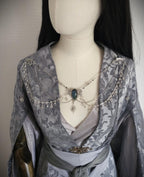 Labradorit Brosche ~ Ausschnittschmuck Silber ~ Elfischer Fantasy Schmuck ~ Schulterkette