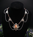 Sonnenstein Halskette ~ Art Nouveau Schmuck mit Naturstein ~ Elbische Kette ~ Jugendstil Fantasy Schmuck ~